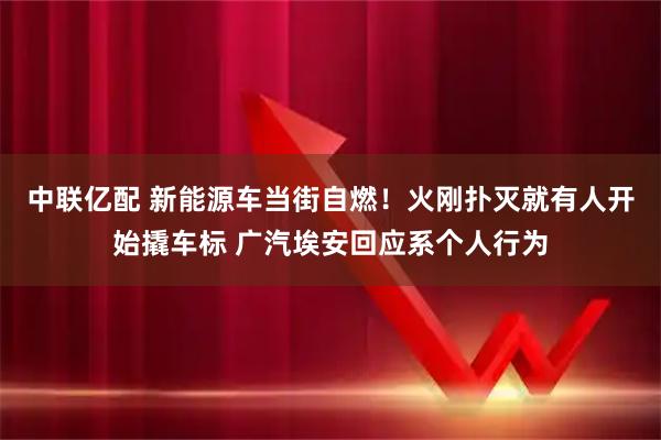 中联亿配 新能源车当街自燃！火刚扑灭就有人开始撬车标 广汽埃安回应系个人行为